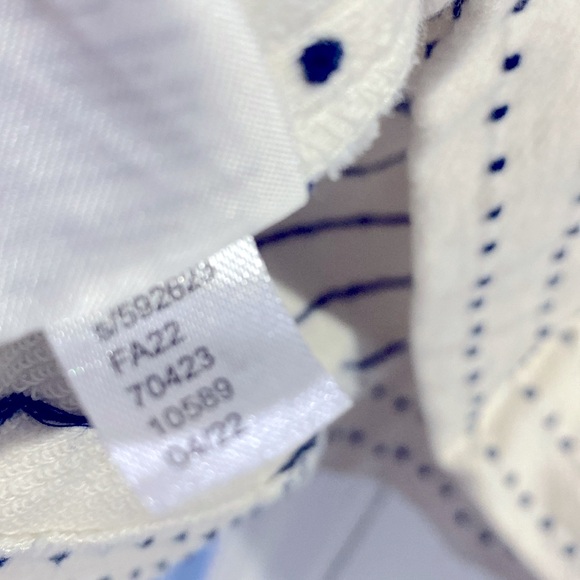 New Lou & Grey Cream Embroidered Navy Blue Polka Dots Zippers Both Sides Size XS - Picture 7 of 11